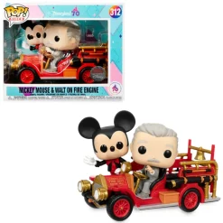Disney Exclusive – Mickey Mouse and Walt Disney on Fire Engine Pop! Rides Vinyl by Funko – Disneyland 70th Anniversary