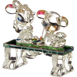 Mickey and Minnie Mouse on Bench Glass Figure by Arribas Brothers