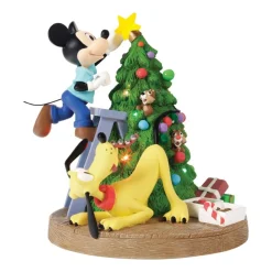 Mickey Mouse and Friends ''Bring Home the Holiday Cheer'' Light-Up Figure by Precious Moments – Pluto's Christmas Tree