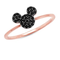 Mickey Mouse Black Pave Icon Ring by CRISLU – Rose Gold