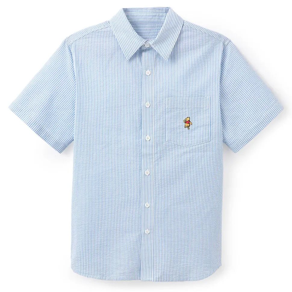 Winnie the Pooh Striped Seersucker Button Down Shirt for Men